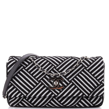 Chanel CC Flap Bag Woven Striped Canvas Medium