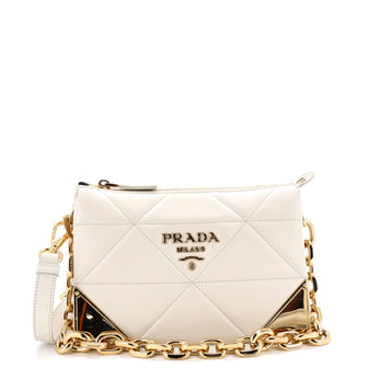 Prada Structured Logo Crossbody Bag Quilted Leather Mini
