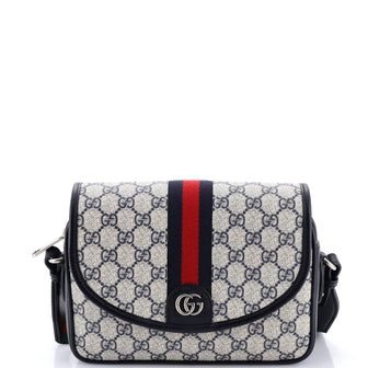 Gucci Ophidia Flap Shoulder Bag GG Coated Canvas with Leather Small