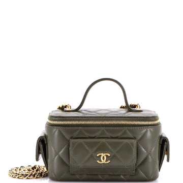 Chanel Polly Pocket Top Handle Vanity Case Quilted Lambskin East West
