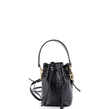 Fendi Mon Tresor Bucket Bag Zucca Embossed Leather Mini