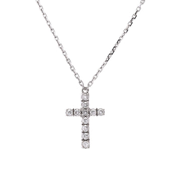 Cartier Cross Pendant Necklace 18K White Gold with Diamonds