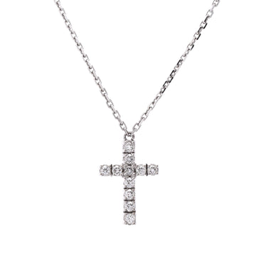 Cartier Cross Pendant Necklace 18K White Gold with Diamonds