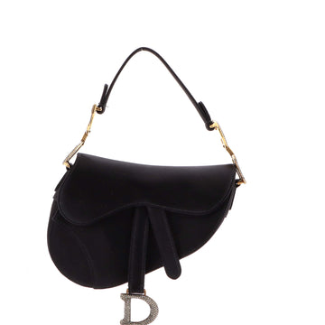 Christian Dior Saddle Handbag Velvet with Crystals Mini