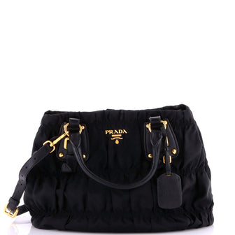 Prada Gaufre Convertible Tote Leather and Tessuto Large