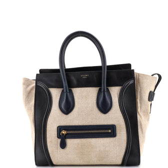 Celine Luggage Bag Canvas and Leather Mini