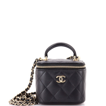 Chanel Classic Top Handle Vanity Case with Chain Quilted Lambskin Mini