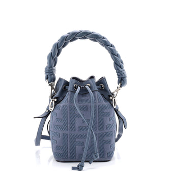 Fendi Woven Handle Mon Tresor Bucket Bag Zucca Embroidered Canvas Mini