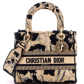 Christian Dior Lady D-Lite Bag Embroidered Canvas Medium