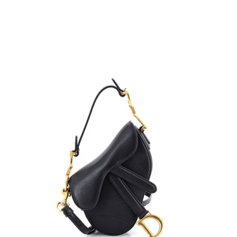 Christian Dior Saddle Handbag with Strap Leather Micro