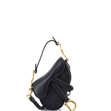 Christian Dior Saddle Handbag with Strap Leather Micro