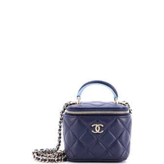 Chanel Classic Top Handle Vanity Case with Chain Quilted Lambskin Mini