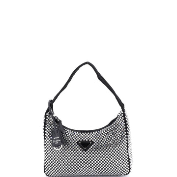 Prada Re-Edition 2000 Hobo Crystal Embellished Satin Mini