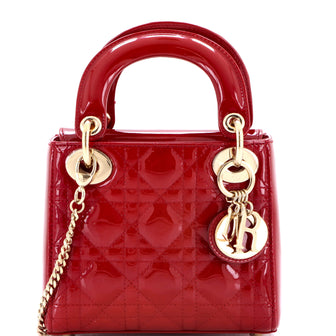 Christian Dior Lady Dior Chain Bag Cannage Quilt Patent Mini