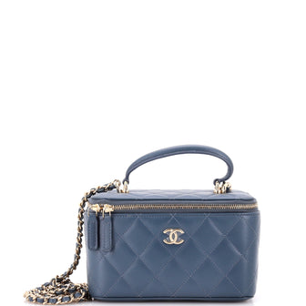 Chanel Classic Top Handle Vanity Case with Chain Quilted Lambskin Small