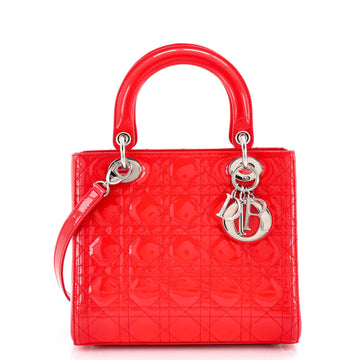 Christian Dior Lady Dior Bag Cannage Quilt Patent Medium