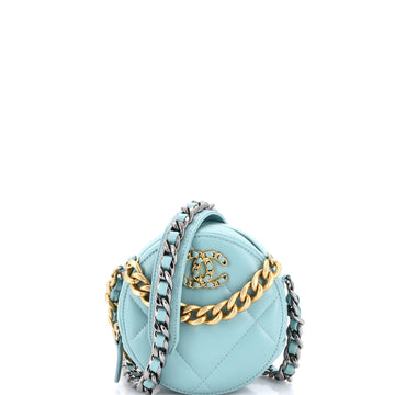 Chanel 19 Round Clutch with Chain Quilted Leather