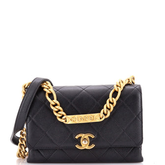 Chanel Bracelet On Chain Flap Bag Quilted Caviar Mini
