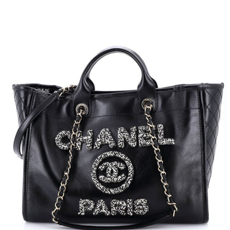 Chanel Deauville Tote Embellished Shiny Calfskin Medium
