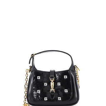 Gucci Jackie 1961 Chain Hobo Sequin Embellished Satin with Leather Mini