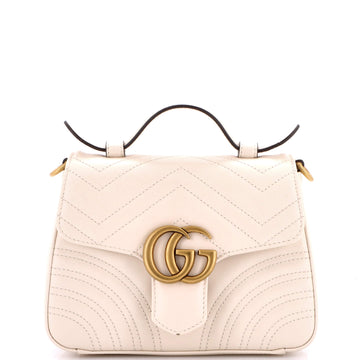 Gucci GG Marmont Top Handle Flap Bag Matelasse Leather Mini