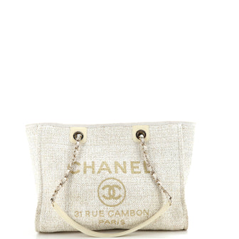 Chanel Deauville Tote Raffia with Glitter Detail Small