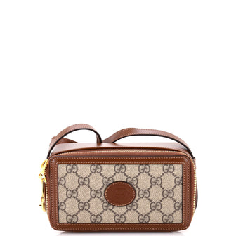 Gucci Interlocking G Patch Zip Around Crossbody Bag GG Coated Canvas Mini