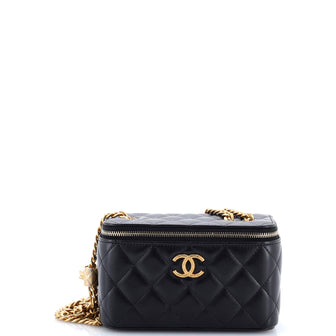 Chanel All Slide Long Vanity Case with Chain Quilted Lambskin Small
