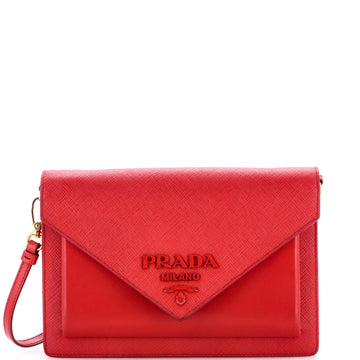 Prada Monochrome Envelope Crossbody Bag Saffiano with City Calf Mini