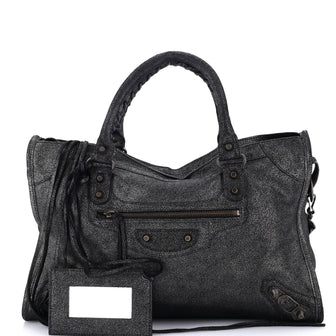 Balenciaga City Classic Studs Bag Craquele Suede Medium