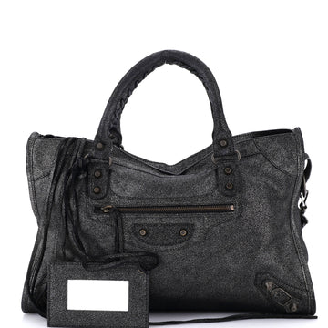 Balenciaga City Classic Studs Bag Craquele Suede Medium