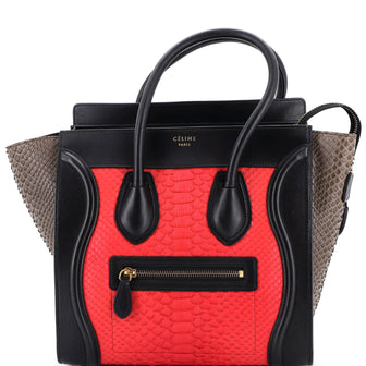 Celine Luggage Bag Python and Leather Micro