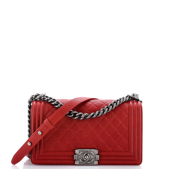Chanel Boy Flap Bag Quilted Caviar Old Medium