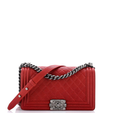 Chanel Boy Flap Bag Quilted Caviar Old Medium