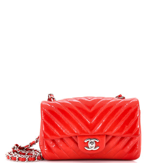 Chanel Classic Single Flap Bag Chevron Patent Mini