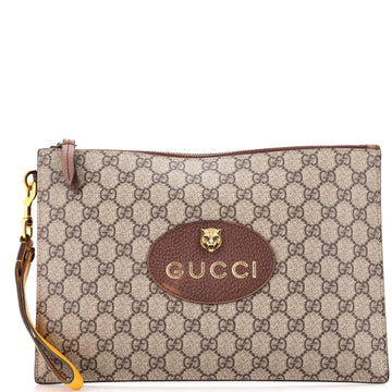 Gucci Neo Vintage Wristlet Pouch GG Coated Canvas
