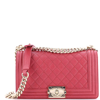Chanel Boy Flap Bag Quilted Caviar Old Medium