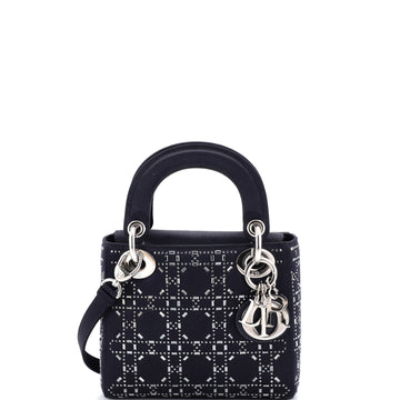 Christian Dior Lady Dior Bag Crystal Embellished Cannage Quilt Satin Mini