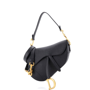 Christian Dior Saddle Handbag with Strap Leather Medium