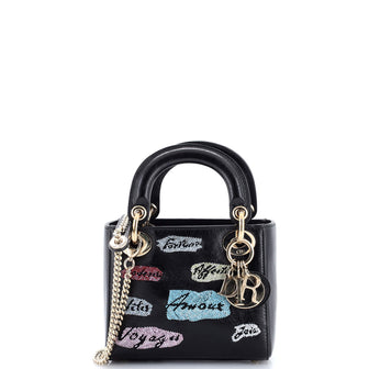 Christian Dior Lady Dior Chain Bag Beaded Leather Mini