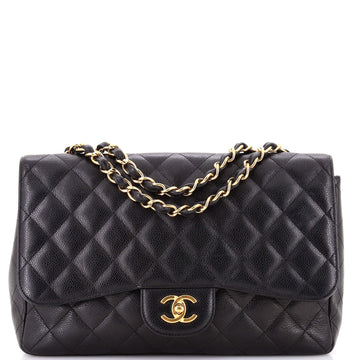 Chanel Classic Single Flap Bag Quilted Caviar Jumbo
