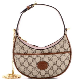 Gucci Interlocking G Patch Half Moon Hobo GG Coated Canvas Mini