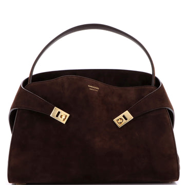 Salvatore Ferragamo Hug Shoulder Bag Suede Large