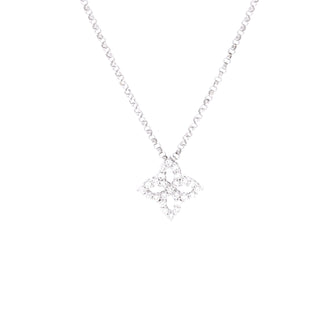 Roberto Coin Princess Flower Outline Pendant Necklace White Gold with Diamonds Small