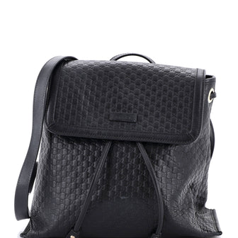 Gucci Drawstring Flap Backpack Microguccissima Leather Medium