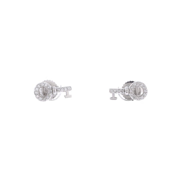 Tiffany & Co. Key Stud Earrings 18K White Gold with Diamonds Mini