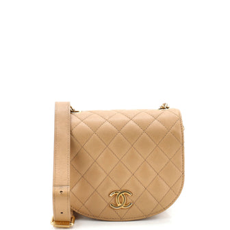 Chanel CC Full Flap Saddle Messenger Quilted Calfskin Mini