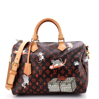 Louis Vuitton Speedy Bandouliere Bag Limited Edition Grace Coddington Catogram Canvas 30