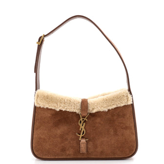 Saint Laurent Le 5 a 7 Hobo Suede with Shearling Small