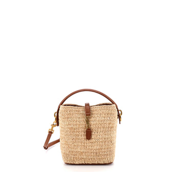 Saint Laurent Le 37 Bucket Bag Raffia and Leather Mini